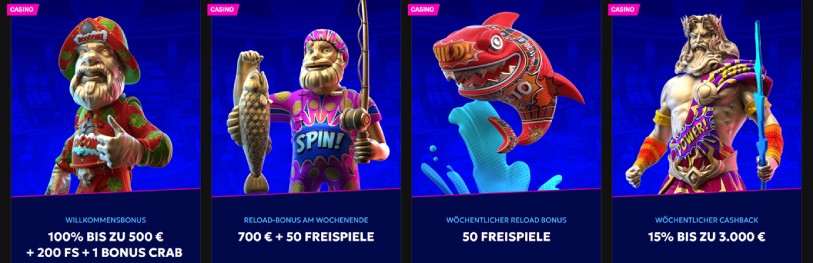 RTBet: 4 verschiedene Bonusangebote.
